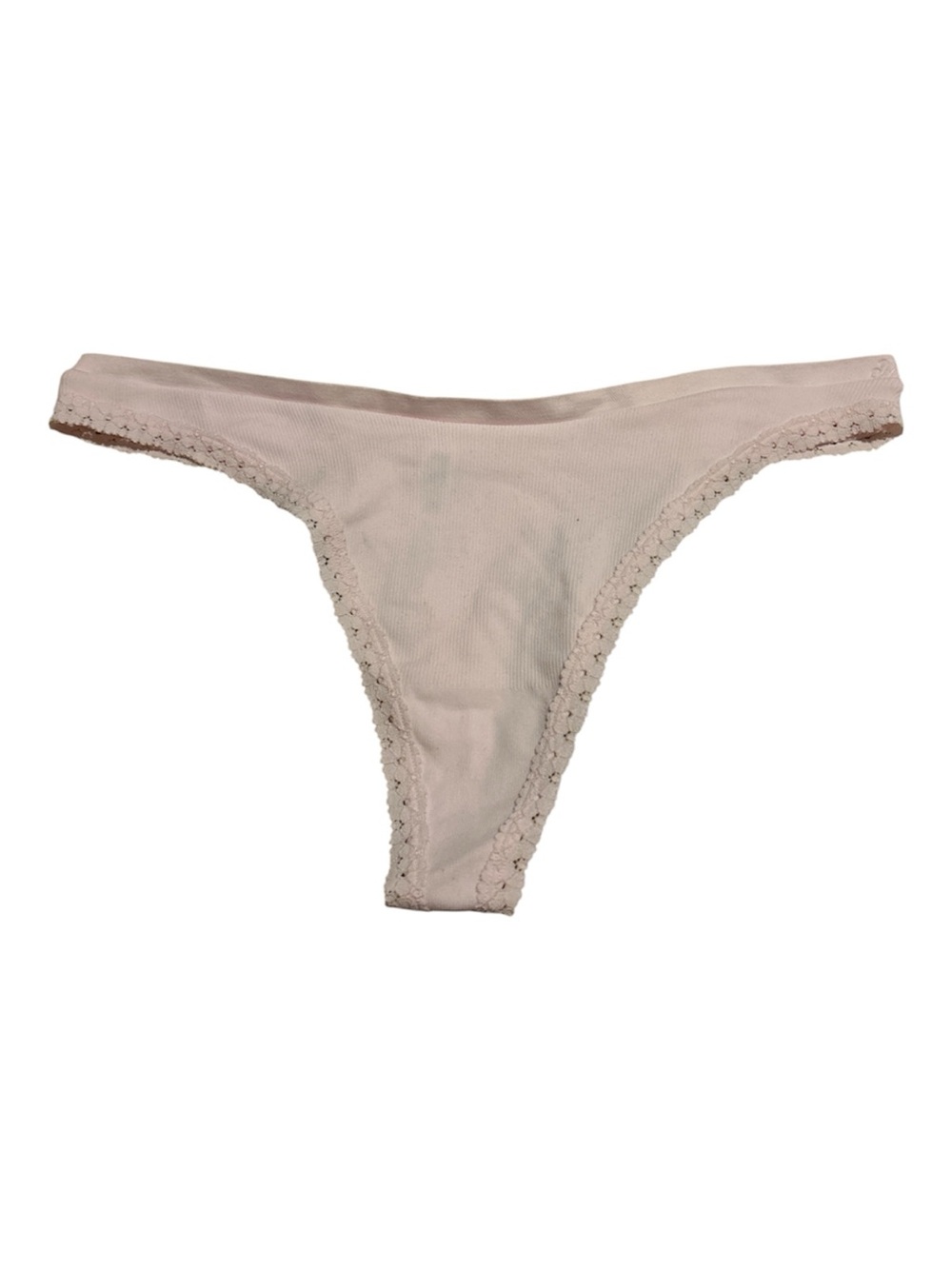 Victoria's Secret PINK Pale Pink Lace-Trim Thong